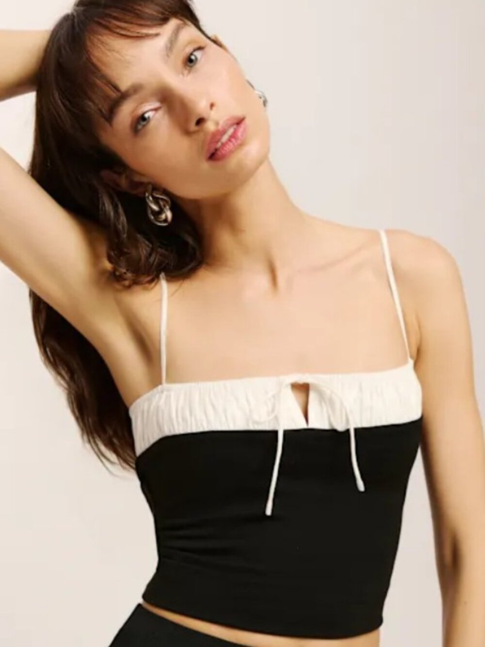 Reformation Sadie Knit Top in Black and White Size Small